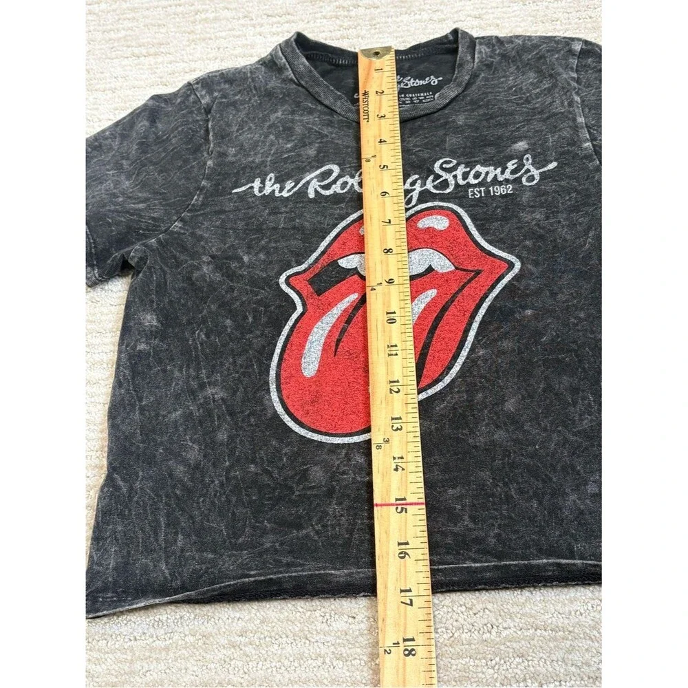 The Rolling Stones Acid Wash Lips Tongue Graphic Band Tee Kids Youth Size Small